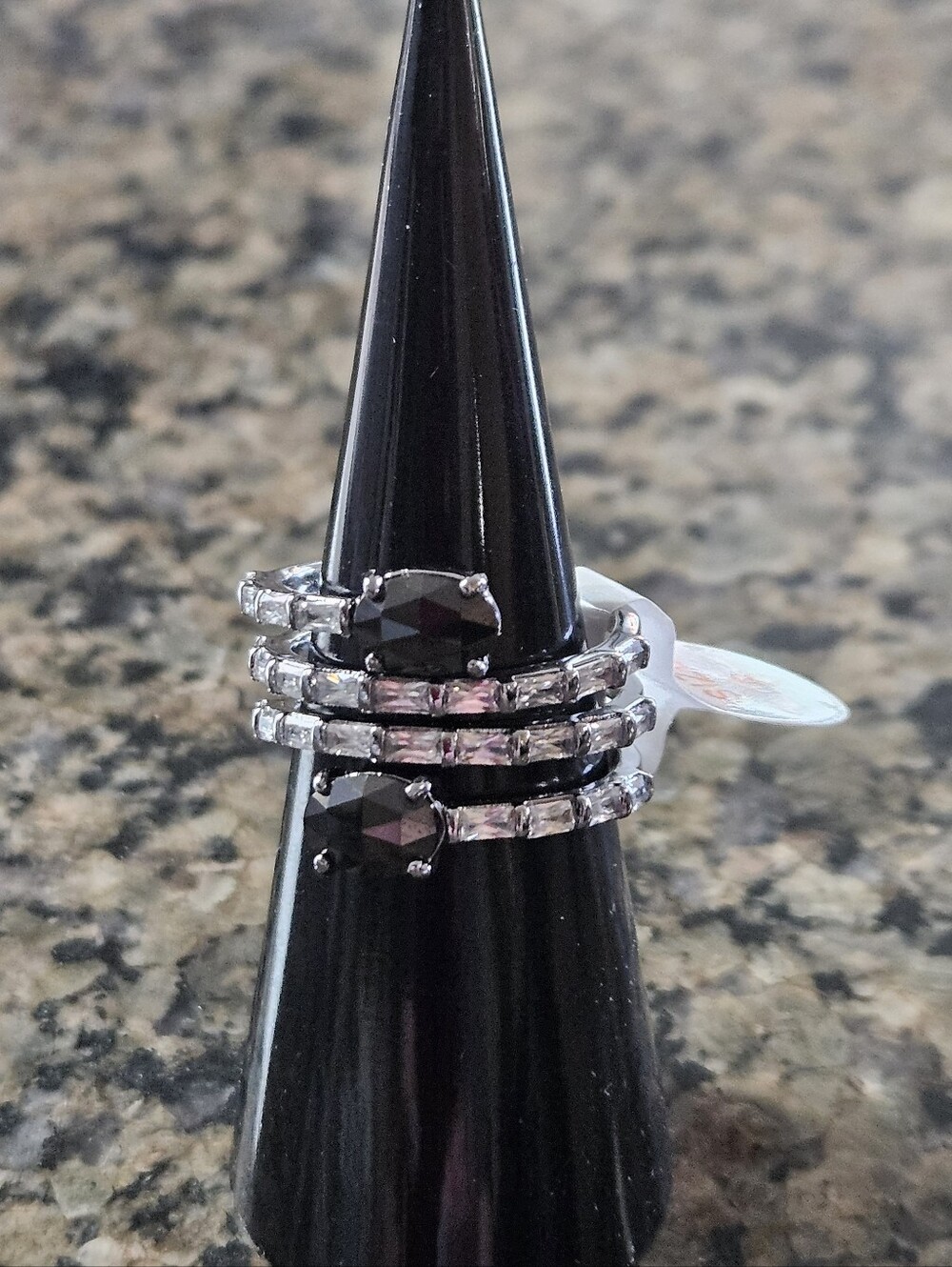 Bomb Party RG19313 "Kept In The Loop" Black Onyx Cubic Zirconia Sz 6